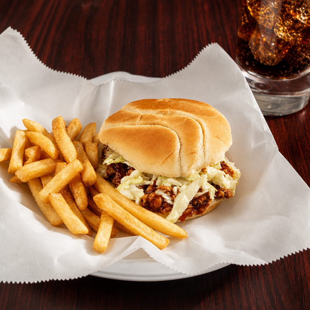 BBQ Pulled Chicken Sandwich Combo.